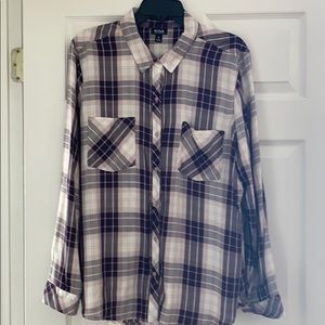 3/$15 a.n.a purple plaid blouse. Only worn once